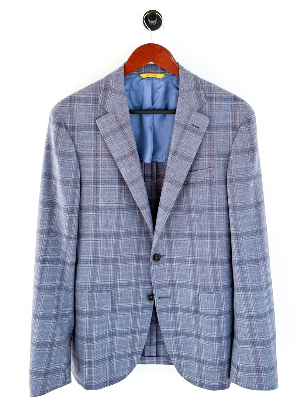NEW Canali Kei Men's Light Blue Wool Plaid Blazer Unstructured Sport Coat 40R